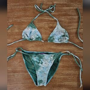 NWOT Cia Maritima Blue & Green Tie-Dye Bikini Set Size Medium Luxury Swim